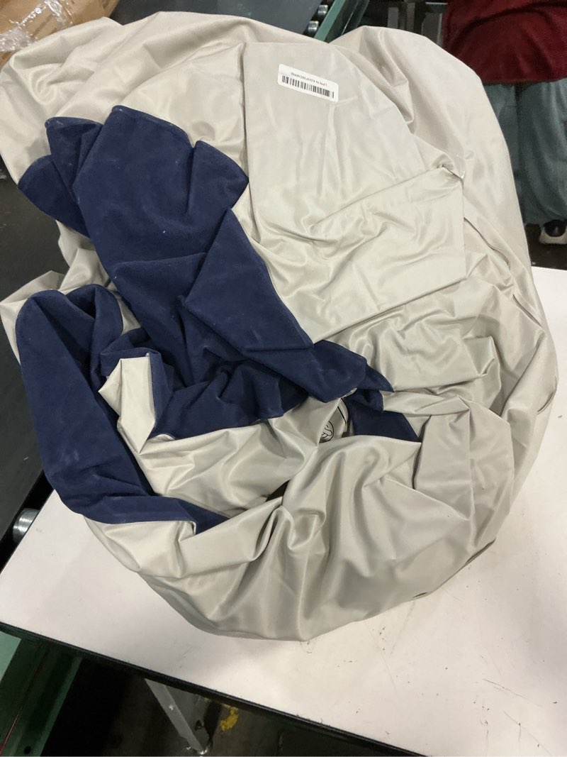 Condition photo showing As Is for queen air mattress with built in pump luxurious comfort raised inflatable mattress queen airbed blow up mattress for home and guests air bed 2 mins fast inflate/deflate 660 lbs max 13" blue & white queen