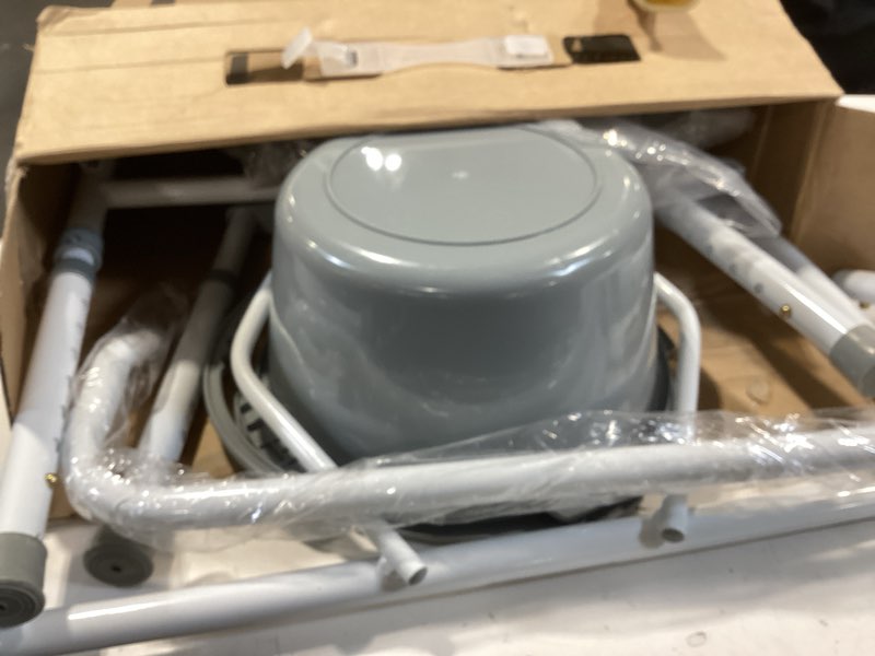 Condition photo showing Good Condition for similar to medline 3-in-1 steel adjustable bedside commode w/ microban protection, portable bedside toilet, 350 lb. weight capacity, removable 7.5 qt. bucket, toilet chair for elderly, tool-free assembly, gray regular seat