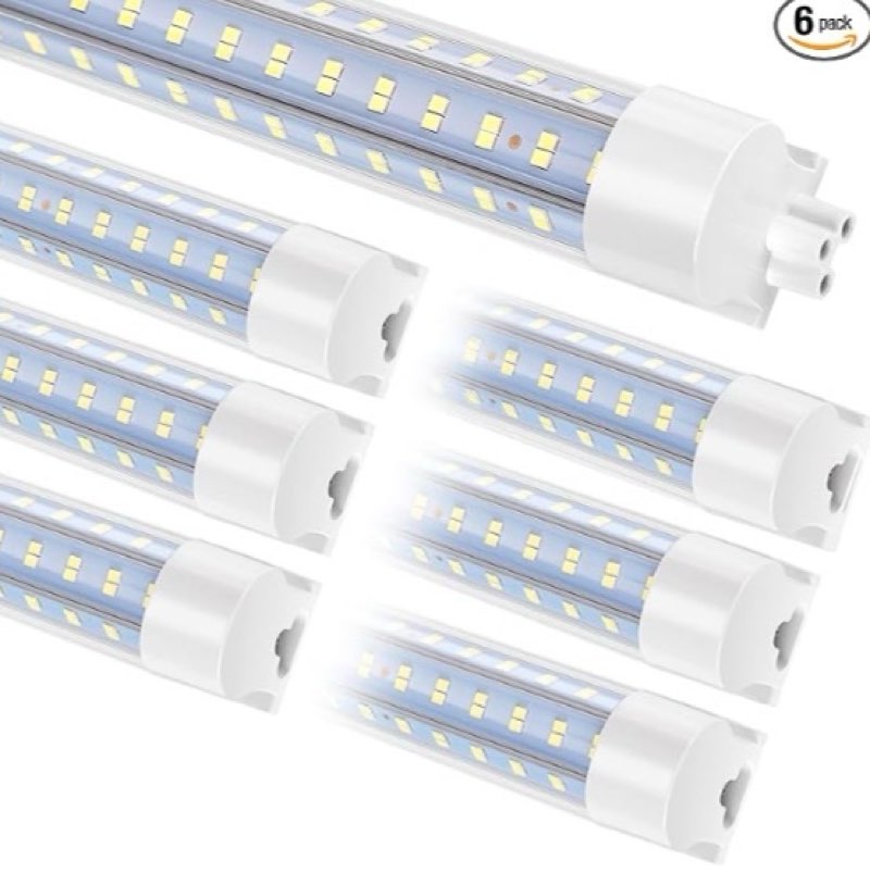 6-pack 8ft led shop light, 140w ultra bright 20,000lm, u-shaped t8 integrated tube light, 6500k, lin