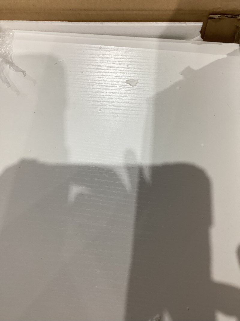 Condition photo showing Good Condition for White Computer Desk, 36 Inch Small Desk with Drawers, Home Office Desk with Storage Shelves for Bedroom, Living Room, Dorm, Vanity Desk for Small Spaces, White