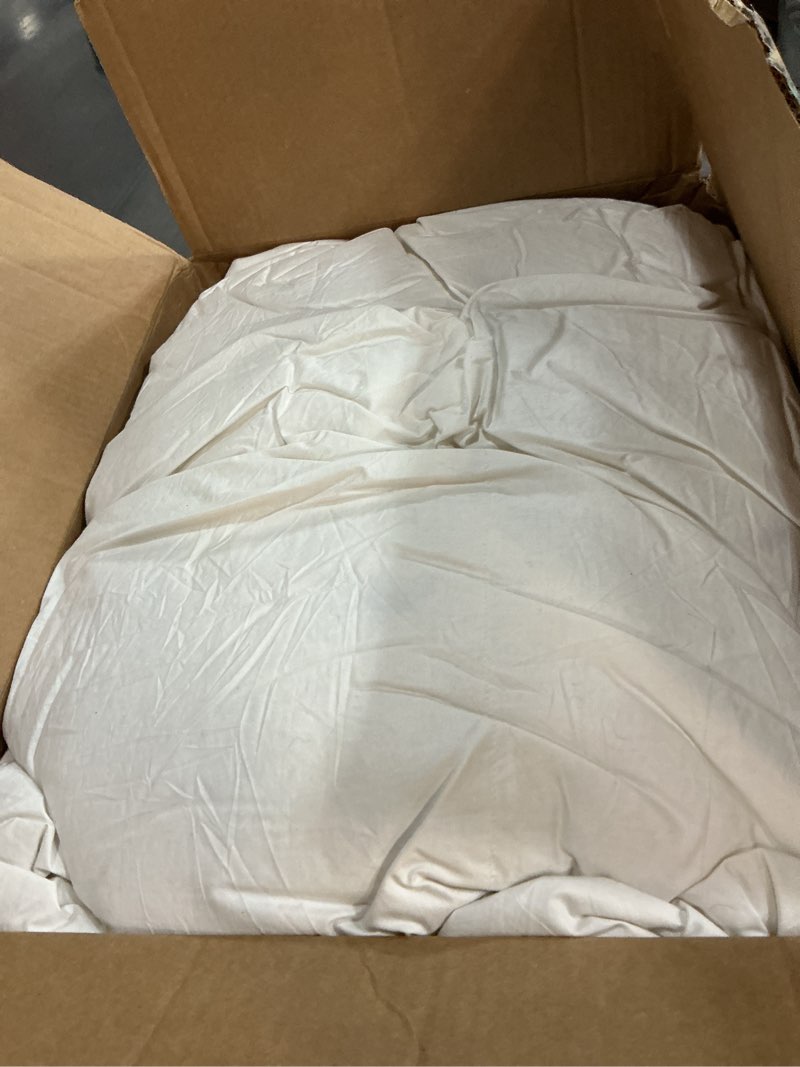 Condition photo showing As Is for BPC Heavyweight Organic Feather Down Comforter Oversized King, Hotel-Luxury Extra Fluffy Duvet Insert with Cotton Cover and Puffy Feather Down Filling for Winter, Ivory White, 120x98 Inches Oversized King White/Heavyweight