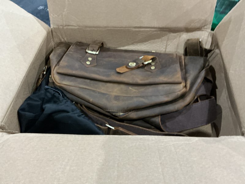Condition photo showing As Is for handadsumegenuine crazy horse leather large travel back-pack rucksack laptop bag for men 1965 (1965 dark brown 2)