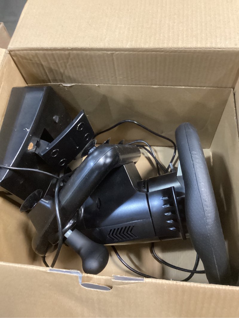 Condition photo showing As Is for PXN Steering Wheel V3II 180° PC Gaming Racing Wheel Driving Wheel, with Linear Pedals and Racing Paddles for PC, PS4, Xbox One, Xbox Series X|S, and Switch - Black Black Gaming Wheel