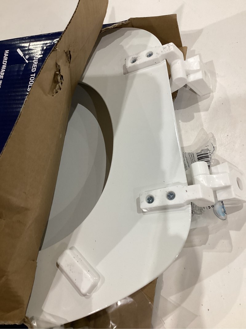 Condition photo showing As Is for project source wood white elongated toilet seat