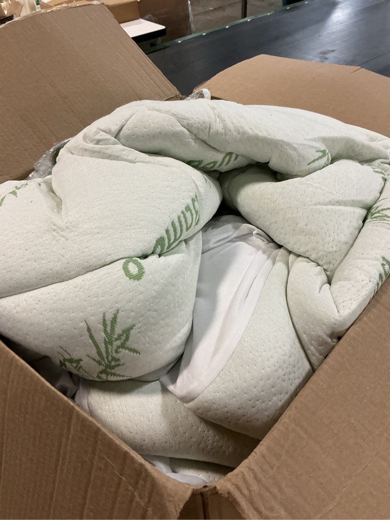 Condition photo showing As Is for niagara sleep solution ultra soft queen size mattress topper - rayon derived from bamboo pillow top mattress pad for back pain relief - naturally cooling for hot sleepers, green green queen