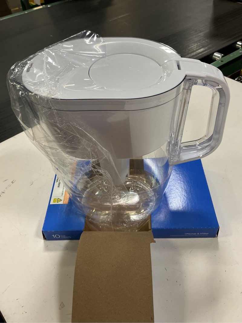 Condition photo showing As Is for brita 10 cup large plastic water filter pitcher, white, bpa free with 1 standard brita filter