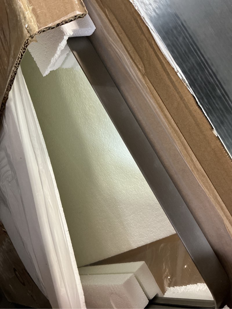 Condition photo showing Good Condition for LOAAO 24X36 Inch Brushed Nickel Bathroom Mirror, Rounded Rectangle Silver Metal Frame Mirror, Brushed Nickel, Anti-Rust, Hangs Horizontally or Vertically Brushed Nickel 24"L x 36"W