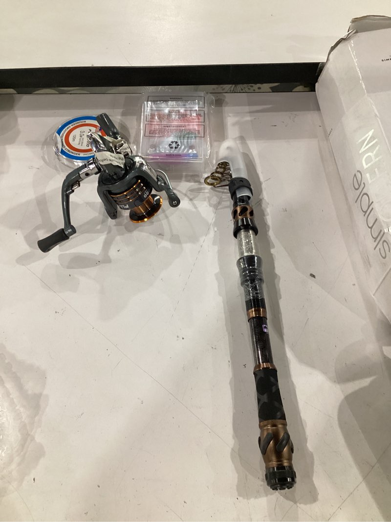 Condition photo showing Good Condition for plusinno fishing rod and reel combos - carbon fiber telescopic fishing pole - spinning reel 12 +1 shielded bearings stainless steel bb full kit with carrier case 2.4m 7.87ft