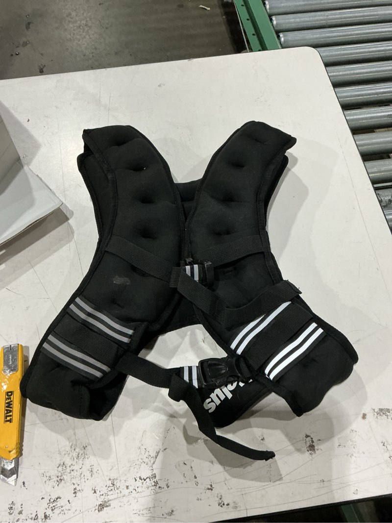 Condition photo showing Good Condition for zelus weighted vest, 6lb/8lb/12lb/16lb/20lb/25lb/30lb weight vest with reflective stripe for workout, strength training, running, fitness, muscle building, weight loss, weightlifting 30lb black