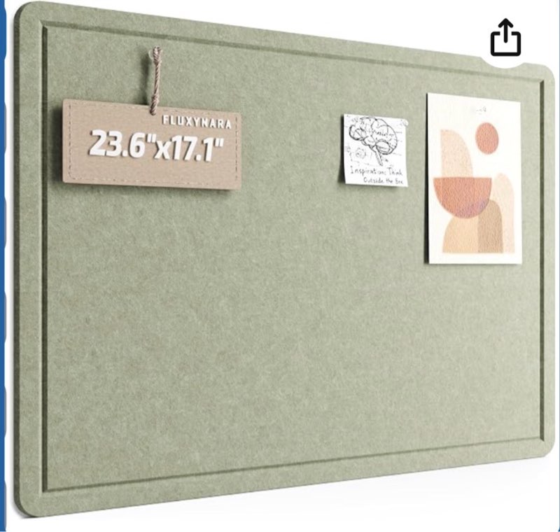 fluxynara bulletin board, sage | cork board alternative with  removable adhesive tabs, foldable felt pin board for home, office, classroom & dorm
