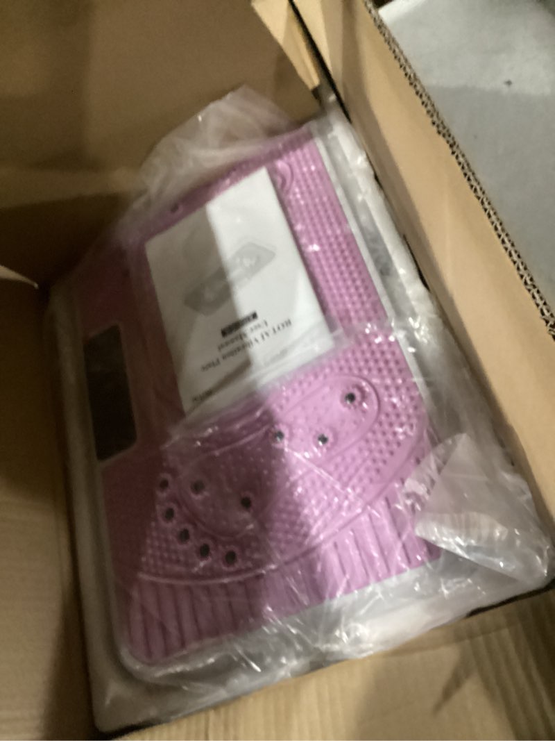 Condition photo showing Good Condition for shake plate vibration exercise machine for lymphatic drainage massager & weight loss, 400 lbs capacity whole body vibrating plate workout for women and men light pink