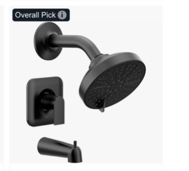 Moen Genta LX Matte Black Pressure Balancing Modern Shower Set with Showerhead Lever Handle, and Tub Spout, Posi-Temp Valve Required