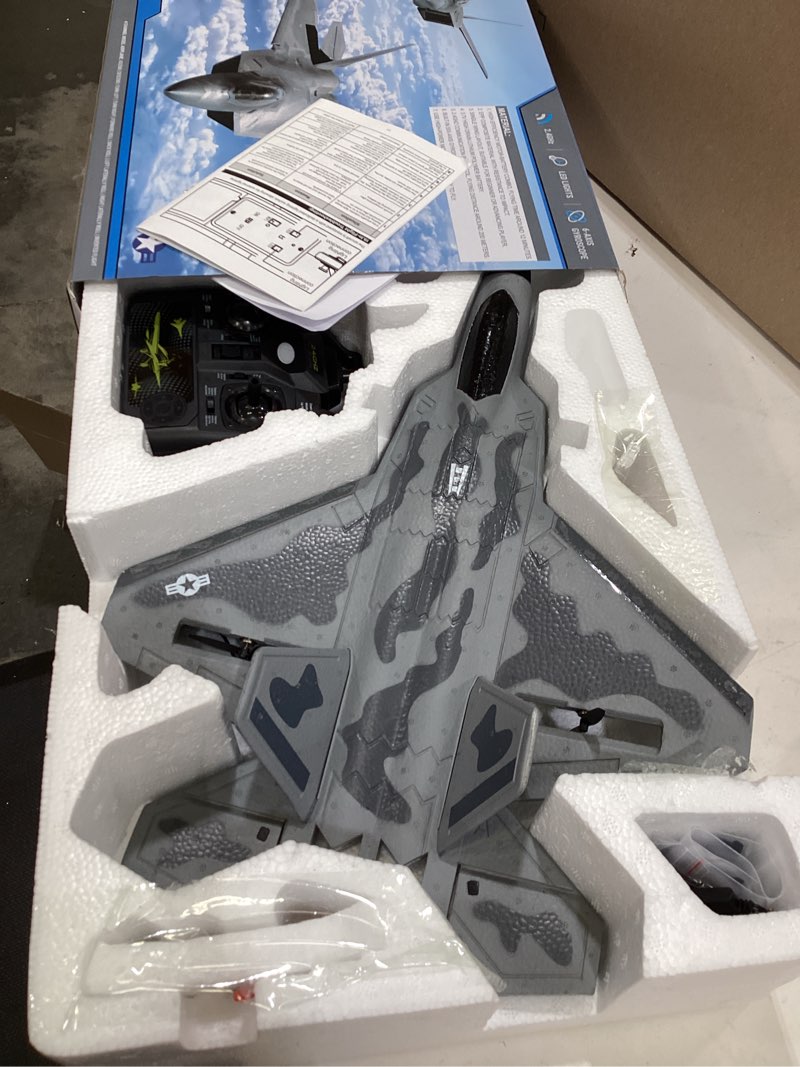 Condition photo showing Good Condition for rc planes,4 channel f22 raptor remote control airplane with led light, 6-axis gyro, 3 flight modes, one-key aerobatic,wingspan 360mm fuselage 500mm,epp foam, rtf suitable for outdoors and gift