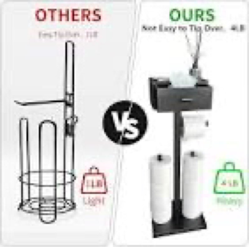 freestanding bathroom toilet paper holder stand with shelf, bamboo toilet paper roll holder with wet