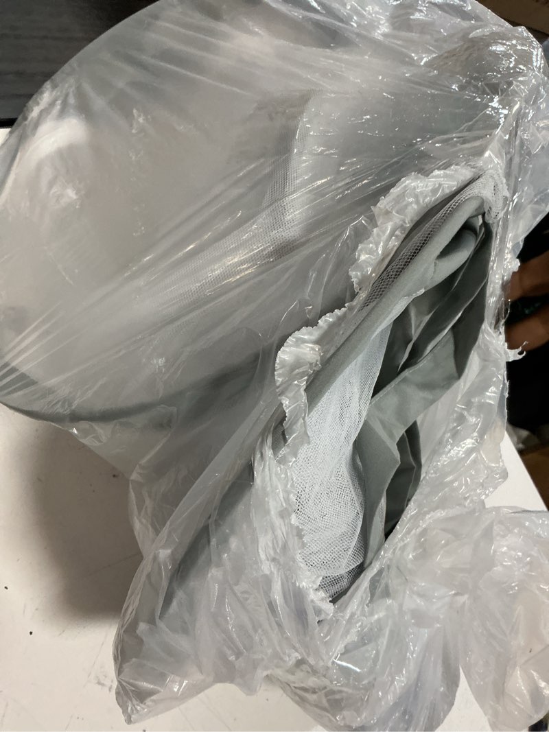 Condition photo showing As Is for lazyzzzz crib tent, pop up mosquito crib net with double zipper self-locked,1200 holes/inch mesh to keep baby from climbing out, portable easy install mosquito net 55" l x 27" w x 51" h grey gray
