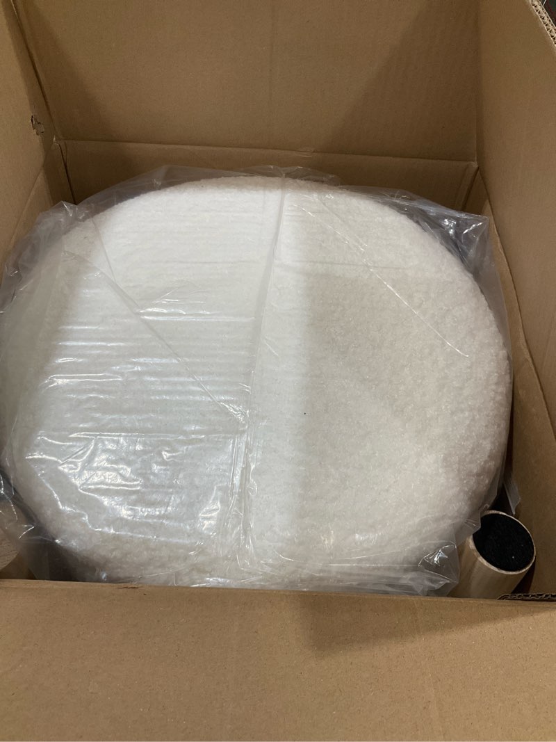 Condition photo showing Good Condition for wimarsbon storage ottoman, modern round footrest with soft padded seat, teddy velvet footstool with wood legs, accent small table or plant stand for hallway, living room (cream)