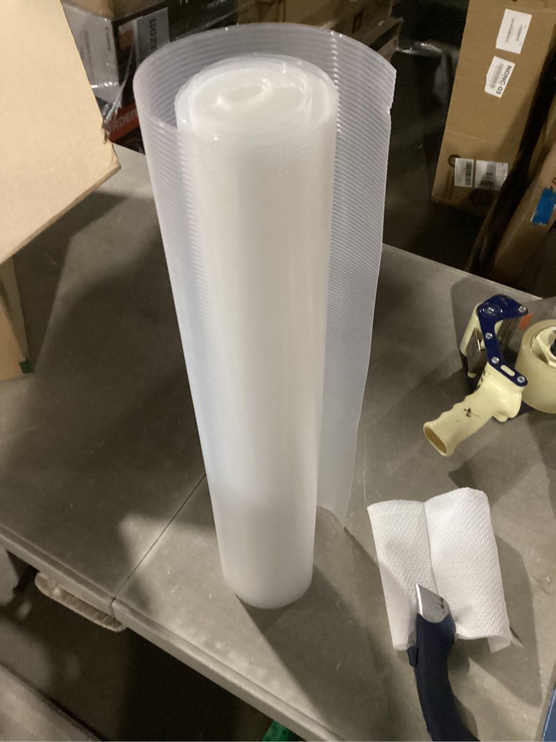 Condition photo showing Good Condition for shelf liner, non-slip cabinet liner, washable oil-proof for kitchen cabinet, shelves, refrigerator, storage, desks, 12 inches x 20 ft, non adhesive drawers 12"w x 240"l
