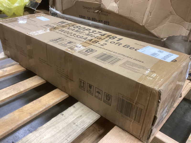 Condition photo showing As Is for Metal loft bed frame INCOMPLETE SET