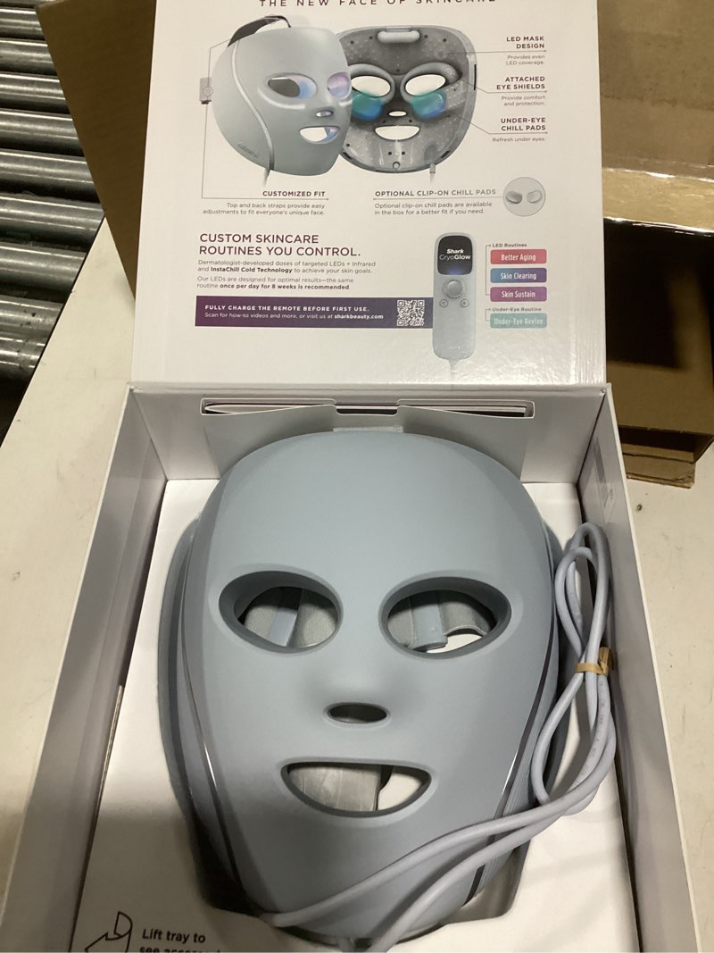 Condition photo showing Good Condition for shark cryoglow led face mask with under-eye cooling, anti-ageing & blemish repair, red & blue led, infrared light therapy, usb-c, remote control, storage bag, blue frost, fw312