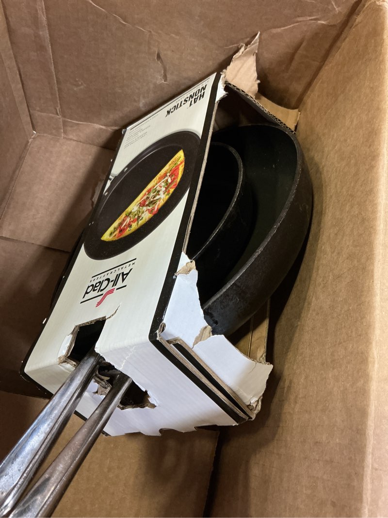 Condition photo showing As Is for All-Clad HA1 Hard Anodized Non Stick Fry Pan Set 2 Piece, 8, 10 Inch, Induction, Oven Broiler Safe 500F, Pots and Pans Set, Kitchen Frying Pans, Skillets, Premium Cookware, Home, Dishwasher Safe Black