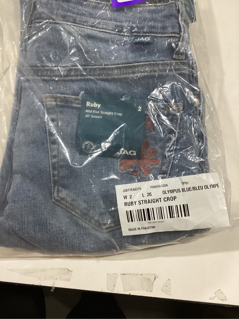 JAG Jeans Women's Ruby Mid Rise Straight Cropped Jeans, Olympus Blue, 2