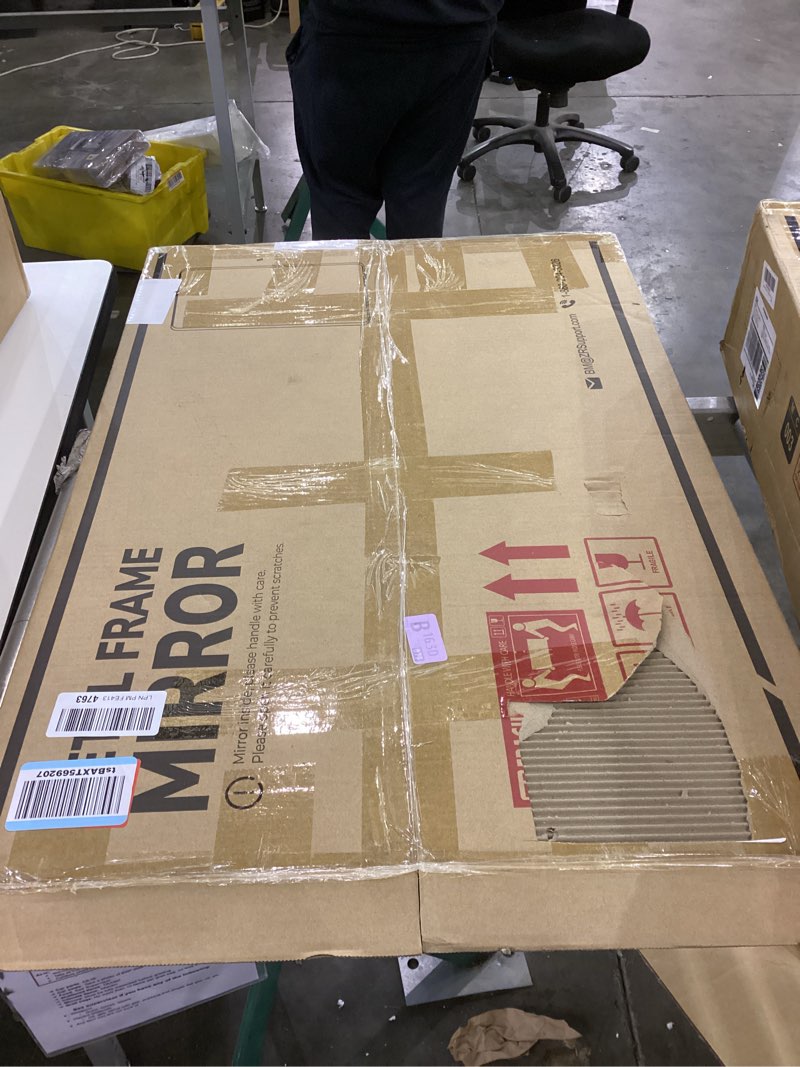 Condition photo showing As Is for Keonjinn 20 x 30 Inch Brushed Nickel Bathroom Mirrors for Over Sink, Rounded Rectangle Silver Bathro