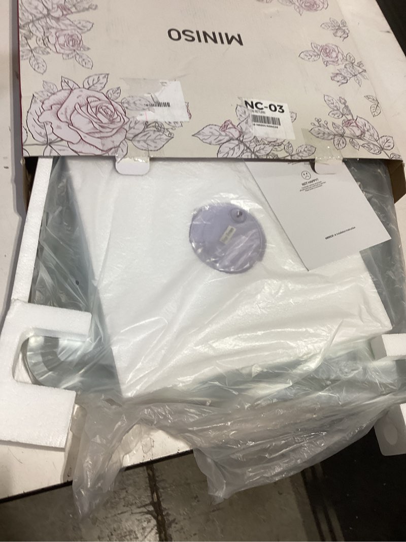 Condition photo showing Good Condition for MINISO Vanity Mirror with Lights, 9.8" x 11.8" LED Makeup Mirror, Light & Brightness Adjustment, Smart Sensor, Aluminum Alloy Metal White Frame, with 5X Magnifying Glass Round-angle 9.8"L x 11.8"W