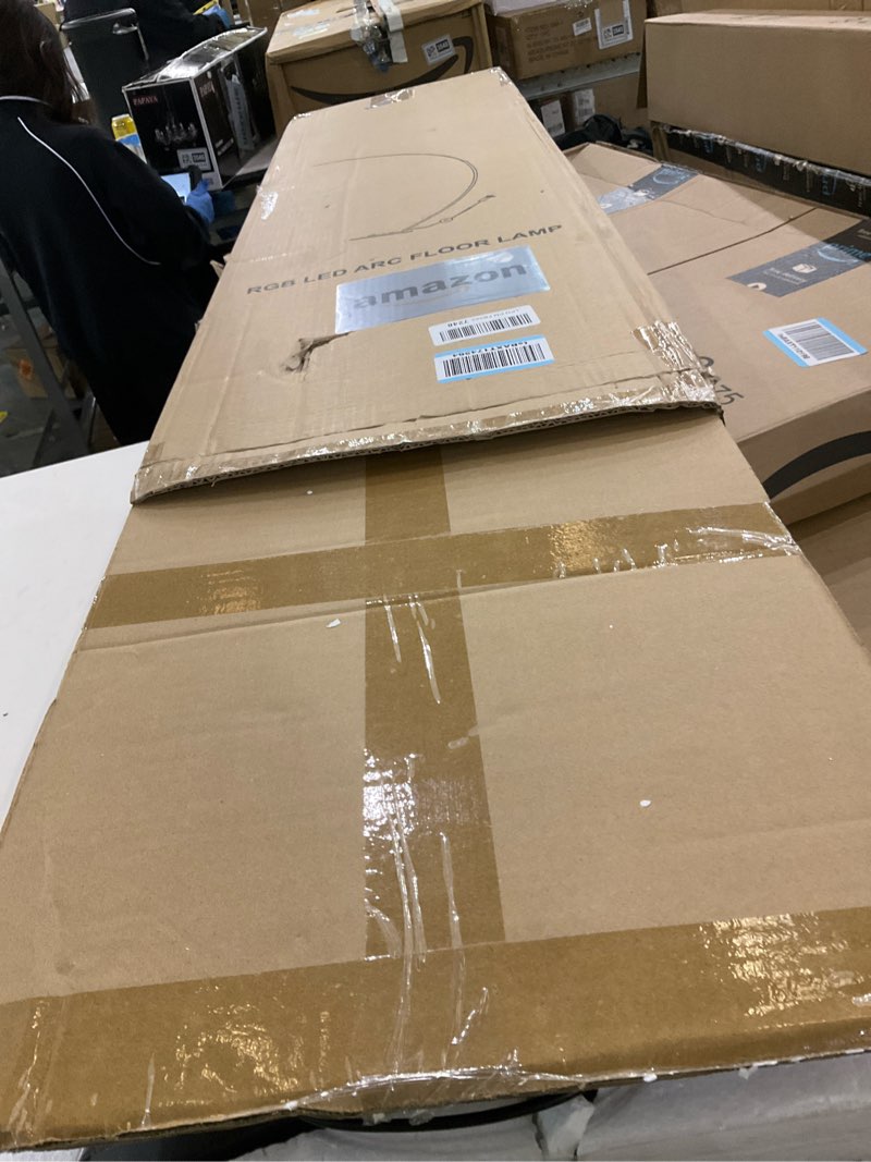 Condition photo showing As Is for RGB Floor Lamp with 3 Color Temperatures, Ultra Bright 1800LM Smart Arc LED Floor Lamp with Remote Control, Music Sync, Scene Modes, Modern Standing Tall Lamp for Bedroom Living Room Gaming Rooms Matte Black-RGBCCT