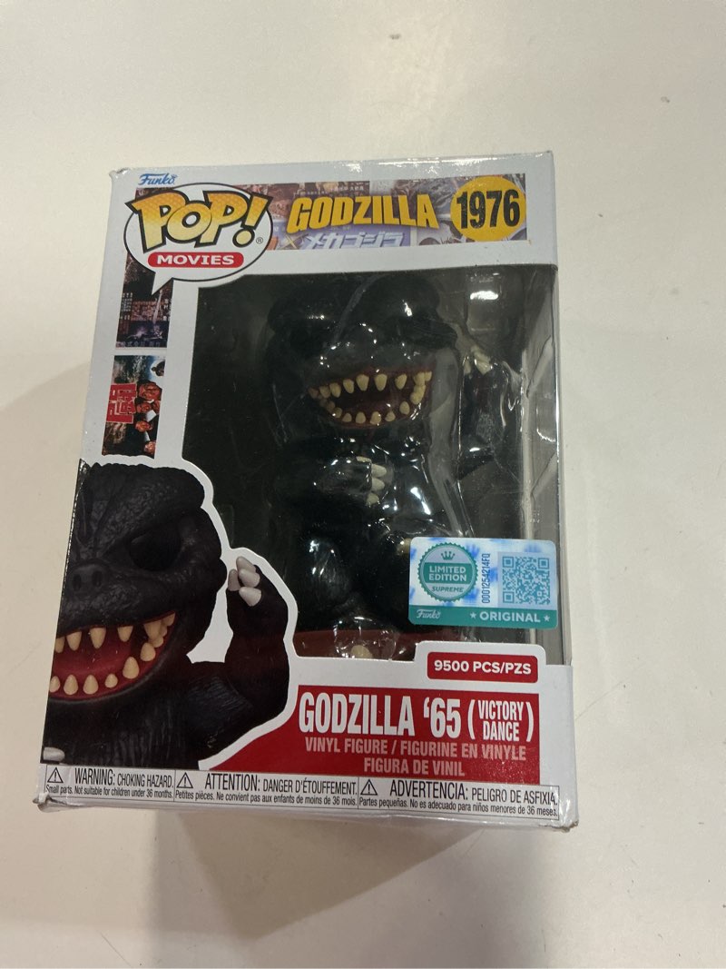 Condition photo showing New/Like New for funko pop! supreme le: godzilla - godzilla’65 (victory dance) - collectable vinyl figure - gift idea - official merchandise - toys for kids & adults - cartoon fans - model figure for collectors