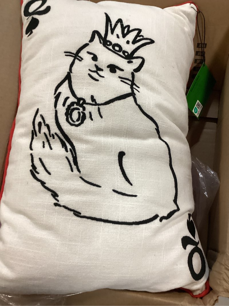 Condition photo showing New/Like New for Queen of Spades Reversible Decorative Throw Pillow