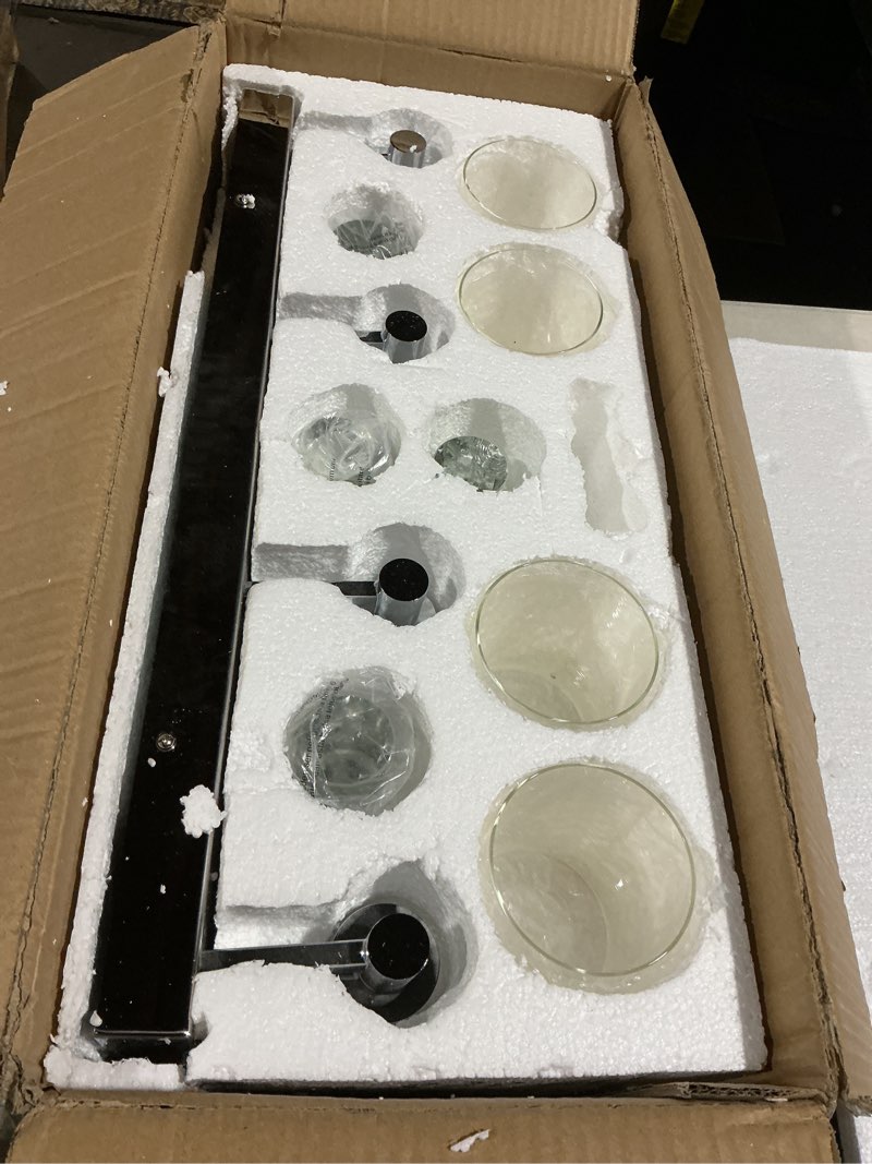 Condition photo showing Good Condition for SineRise Vanity Light with 3 Color Modes (3000K/4000K/6000K), Eye Protection LED Bathroom Light Fixture, Dimmable Modern Wall Light Over Mirror with Clear Glass Shade (Chrome, 4-Light) 4-light Chrome