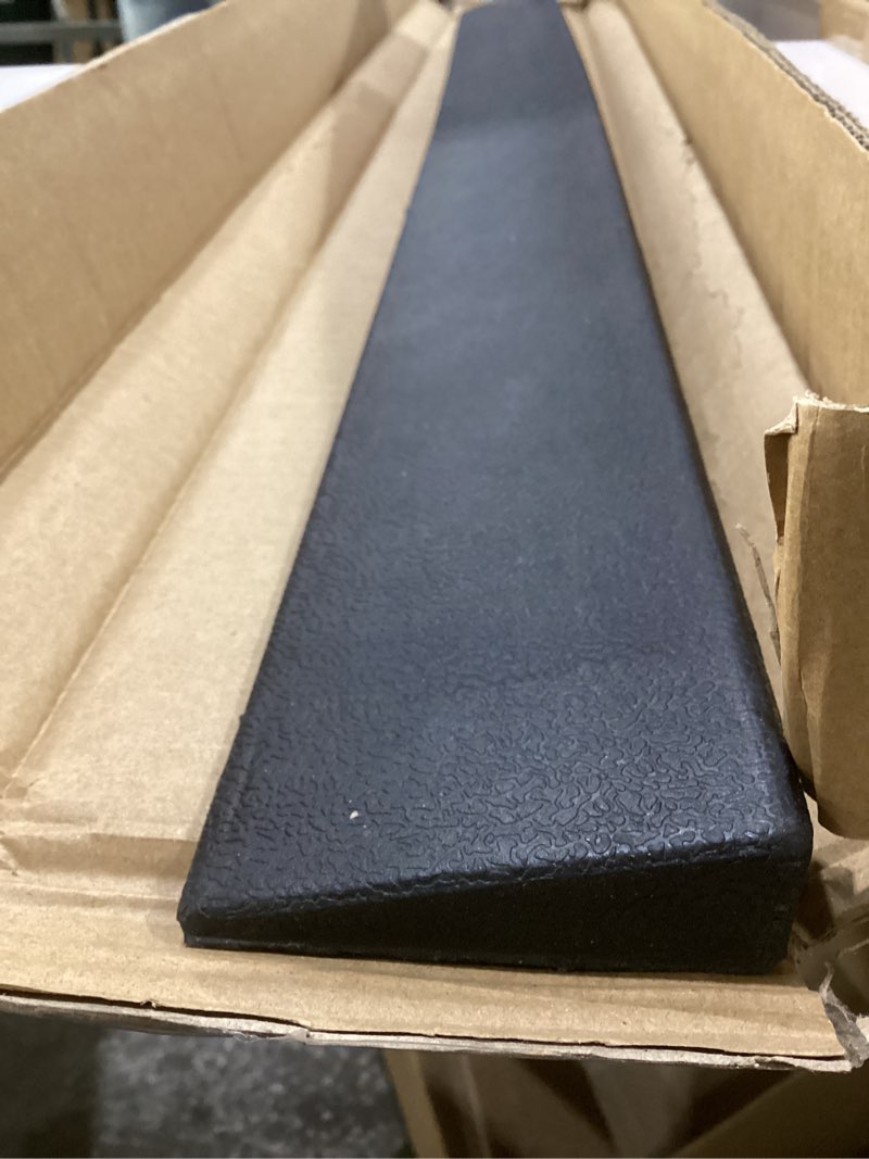 Condition photo showing Good Condition for 1.2\" rise rubber threshold ramp, 35.4\" w threshold ramps door ramps, non-slip solid ramp with double-sided tape for wheelchairs, scooters, cuttable, doorways, steps, curbs, garage 35.4x7.9x1.2 inch 1, similar to stock photo
