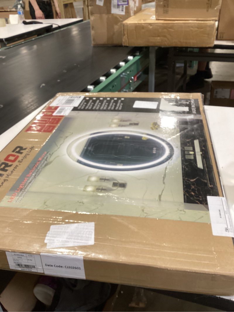 Condition photo showing New/Like New for smiror oval led bathroom mirror 20x 28, lighted vanity mirror for wall, anti-fog, shatter-proof, dimmable, memory, 3 colors (front lights + backlit) oval-shaped 28"l x 20"w