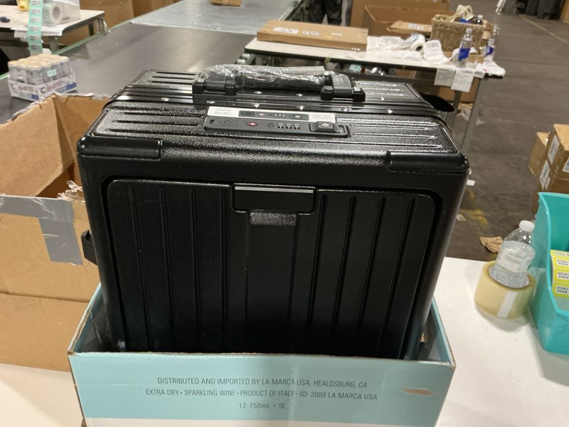 Condition photo showing Good Condition for UrbanExplorer 20 Inch Carry On Luggage TSA Approved, Aluminum Frame Zipperless Luggage Carry On with Compartment for Short Trips, ABS+PC Hard Shell Suitcases with Spinner Wheels, Black Black 20-Inch