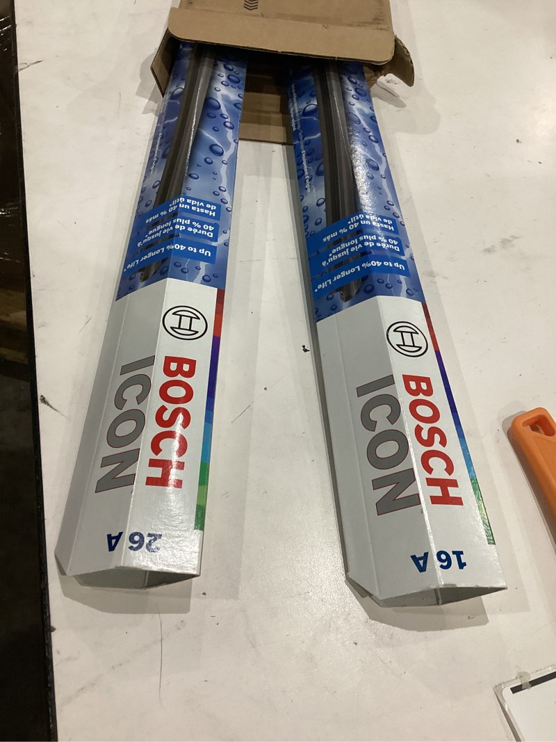 Condition photo showing New/Like New for bosch 26a16a icon beam wiper blades - driver and passenger side - set of 2 blades (26a & 16a)