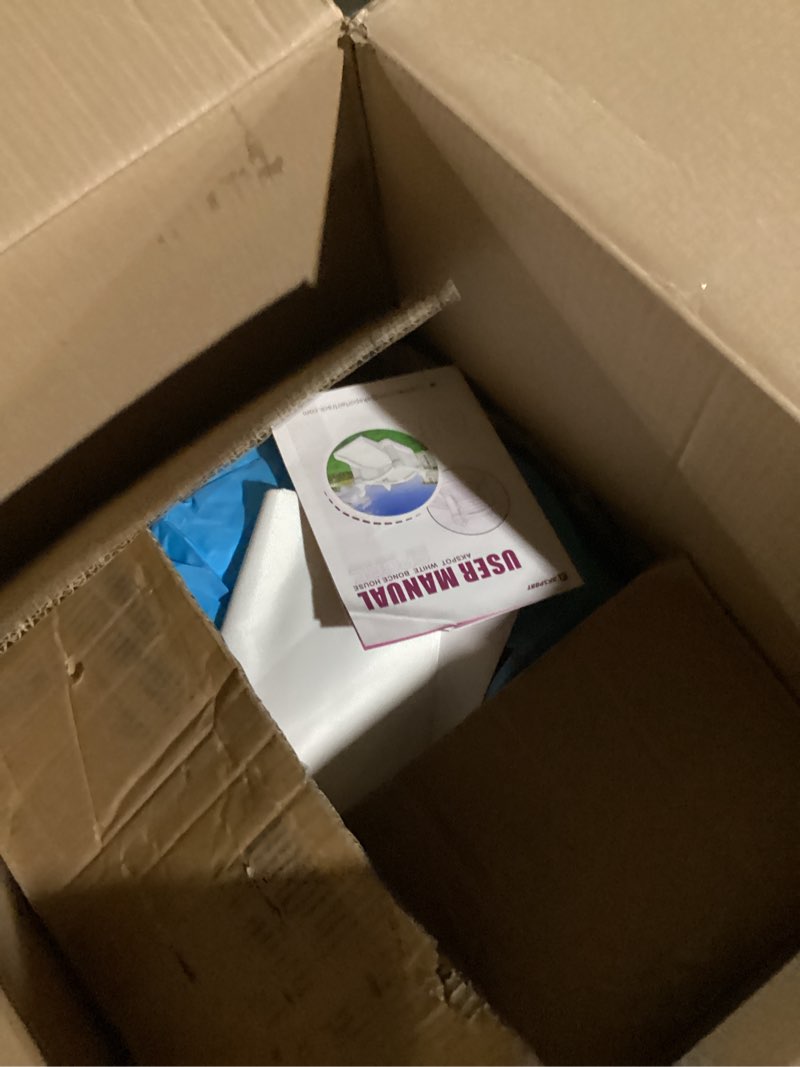 Condition photo showing Good Condition for AKSPORT Inflatable Bounce House,White Castle Bounce House for Kids 3-6 Indoor & Outdoor Inflatable Bouncer House with Slide & Air Blower & Balloons for Kids Birthday Party,Wedding Party 11.97x8.98x7.15ft-white