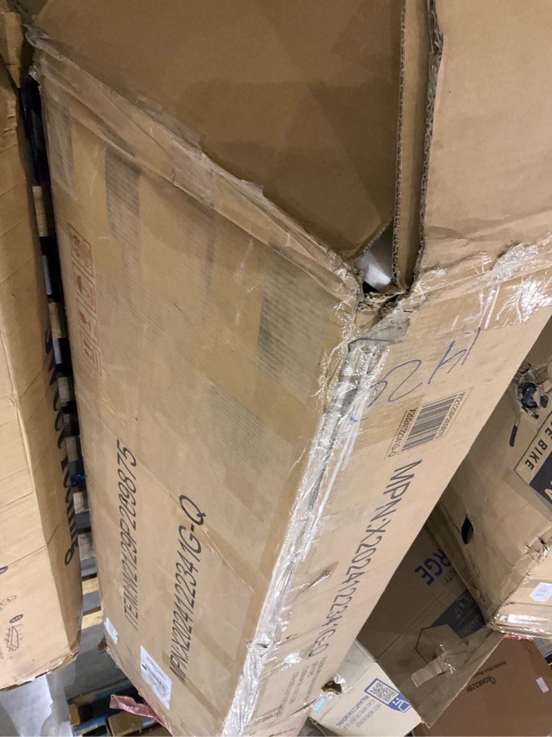 Condition photo showing As Is for Queen Bed Frame with 8 Storage Drawers, Queen Metal Bed Frame with LED Light and Charging Station, Heavy Duty Metal Slats, No Box Spring Needed, Rustic Brown With Charger+LED+8 Drawers Queen Brown