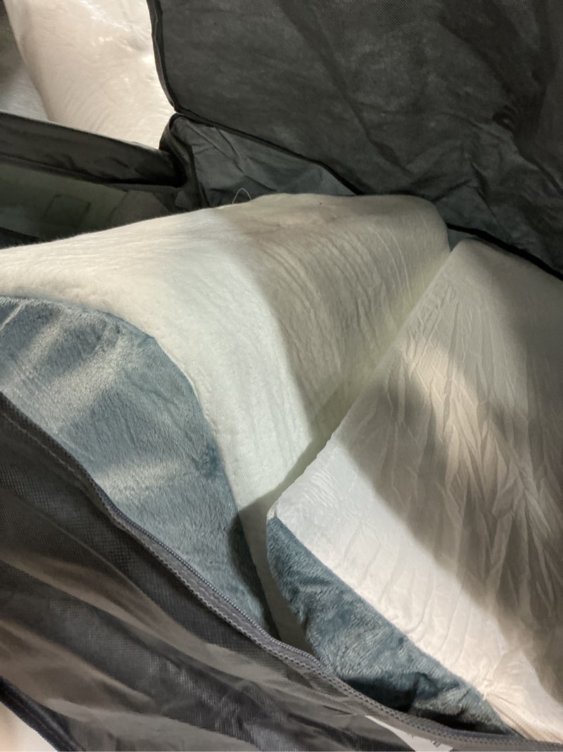 Condition photo showing As Is for Kingfun 4pcs Orthopedic Bed Wedge Pillow Set for Sleeping, Memory Foam for Sleeping,Breathable Triangle Pillow Wedge, Post Surgery Memory Foam for Back, Leg Pain Relief, Sitting Navy 4 Piece Set