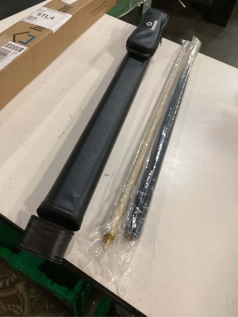 Condition photo showing New/Like New for homeseason snooker cue stick 18oz 1/2 jointed 57in pool cue, with extension leatherette cue bag, durable ash wood billiards cue hs-s04-a