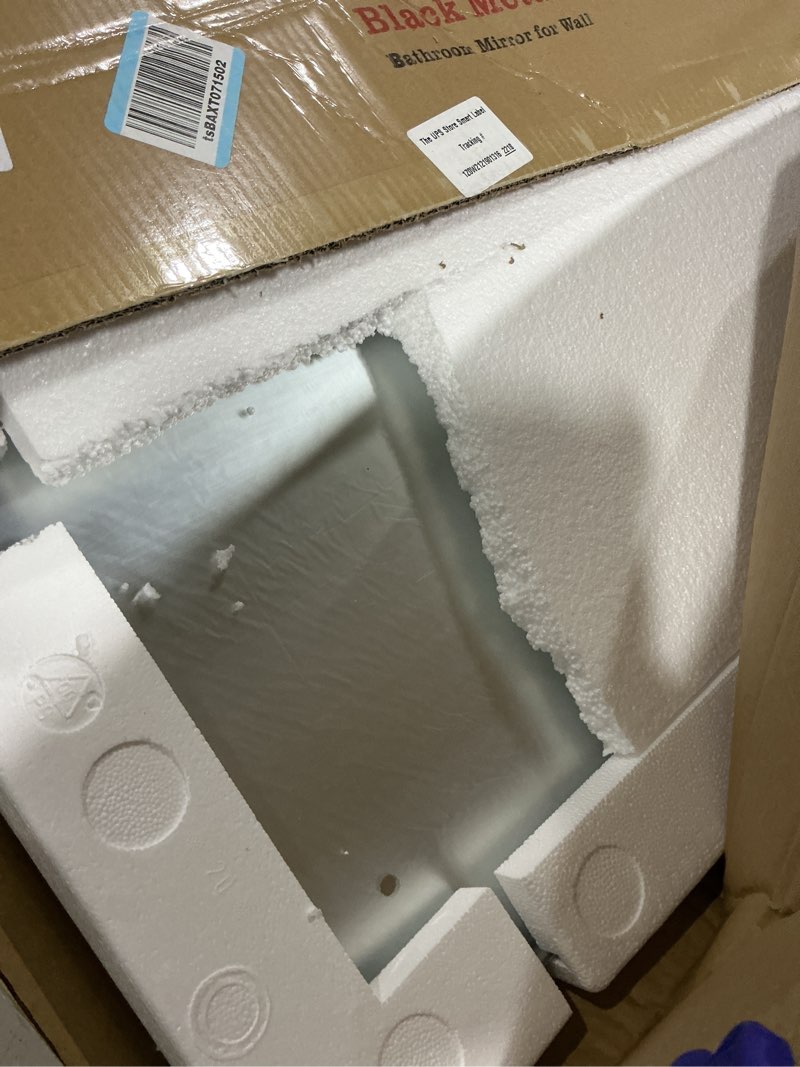 Condition photo showing Good Condition for loaao black metal framed bathroom mirror for wall, 24x36 inch rounded rectangle mirror, matte black bathroom vanity mirror farmhouse, anti-rust, hangs horizontally or vertically black 36"l x 24"w