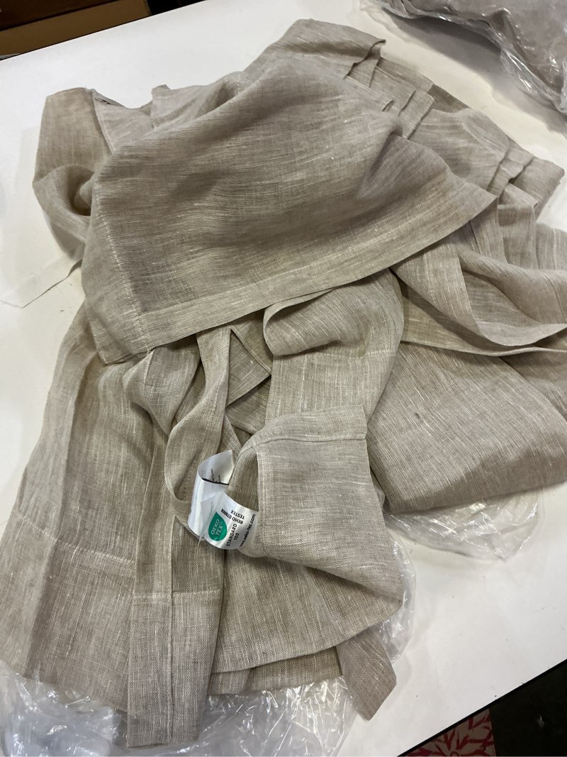 Condition photo showing As Is for european linen sheer curtain set, 48x84, flax