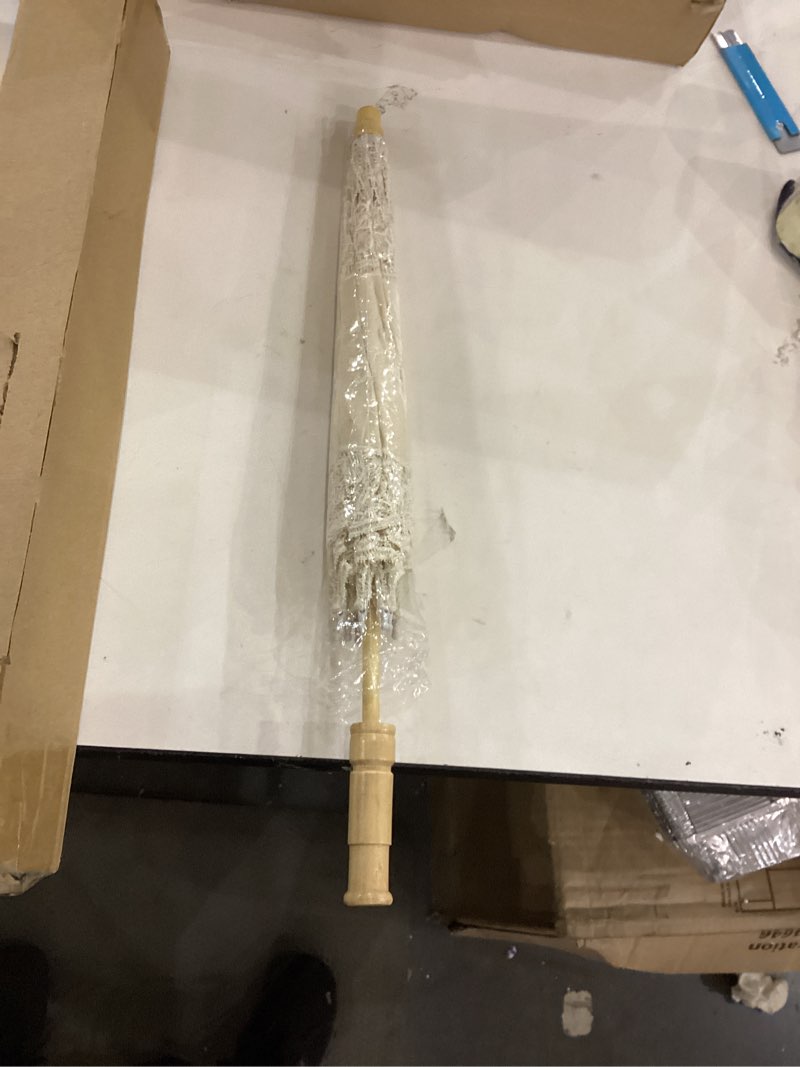 Ejoyous White Parasol, Handmade Lace Flower Embroidery Umbrella Bride Wedding Photography Props for 