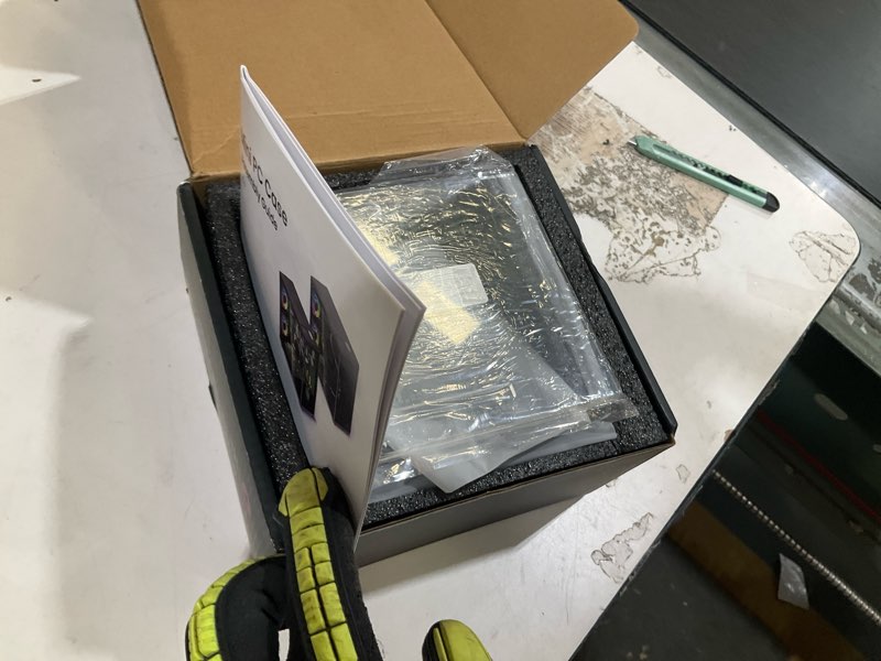 Condition photo showing As Is for elecrow mini pc case for jetson orin nano: aluminum case with 1.3" oled display, 3 cooling fans, rtc, full port access, compact all-in-one enclosure (pitower gen 1)