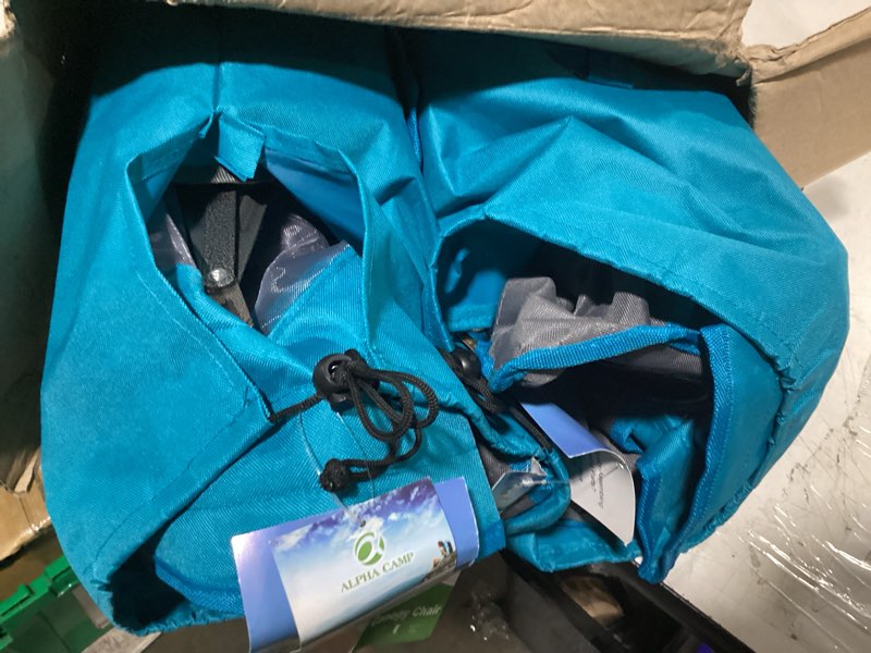 Condition photo showing New/Like New for alpha camp heavy duty canopy camping chairs with adjustable sunshade enamel blue 2pc