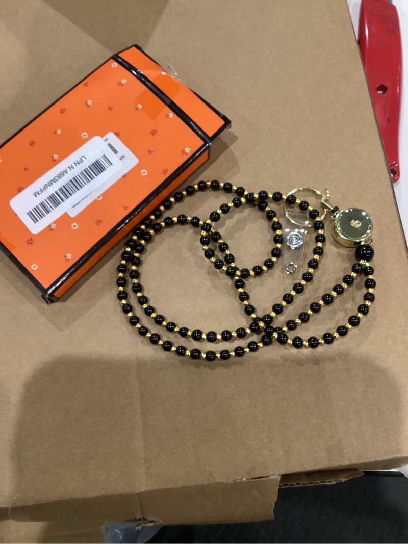 Condition photo showing Good Condition for Lanyards for Id Badges and Keys for Women Teacher - Colorful Beaded Card Holders Black Retractable