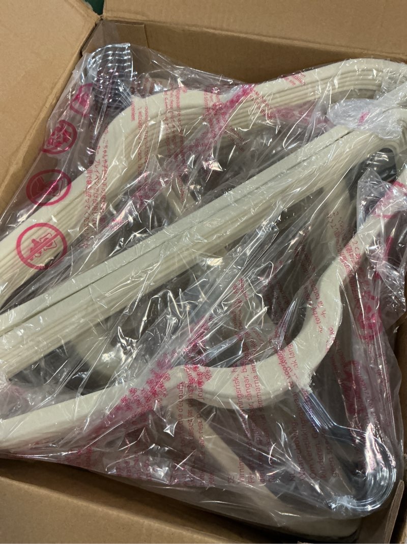 Condition photo showing New/Like New for house day ivory velvet hangers 50 pack - non slip felt hangers closet essentials, premium space saving hanger, gentle on clothes, sturdy shoulder design ivory 50 pack