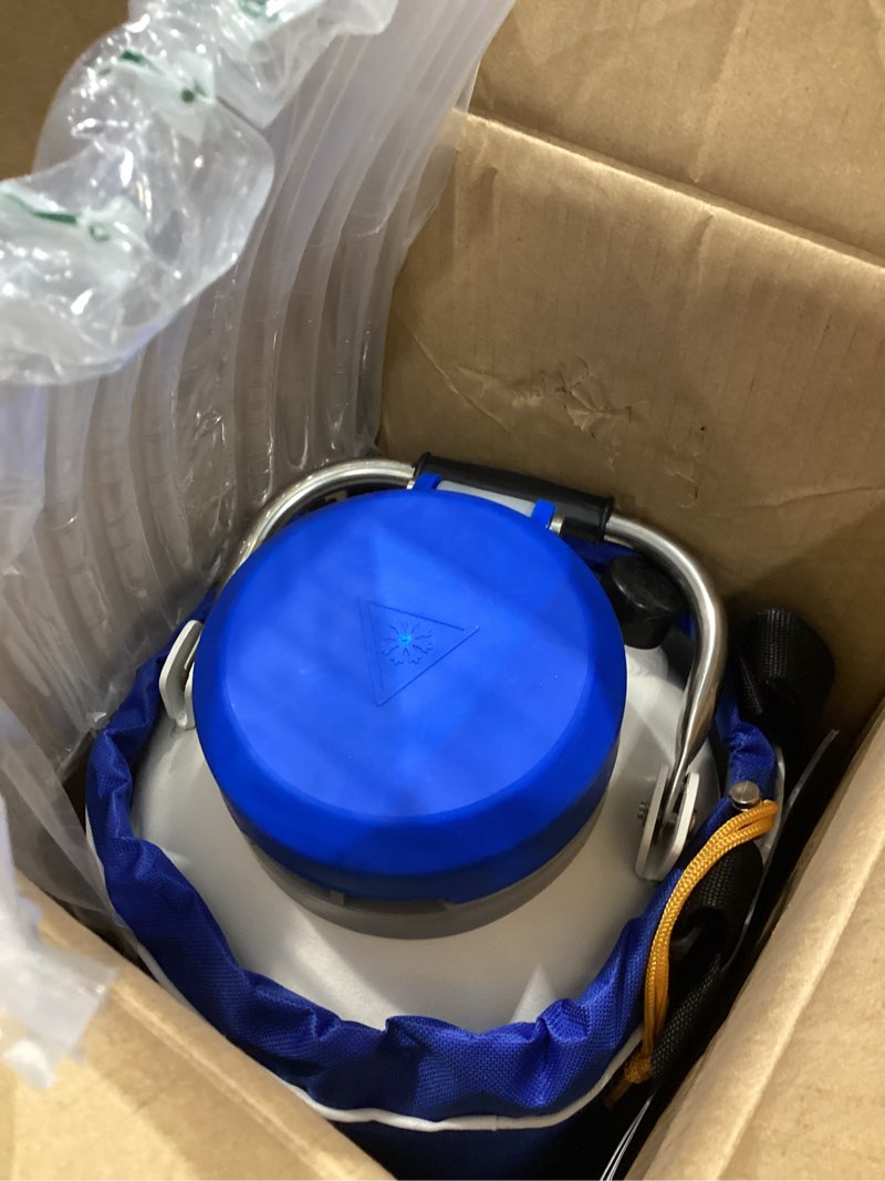 Condition photo showing As Is for magula 3l liquid nitrogen dewar,liquid nitrogen container ln2 tank cryogenic dewar,aluminum alloy semen tank with 6 canisters carry bag