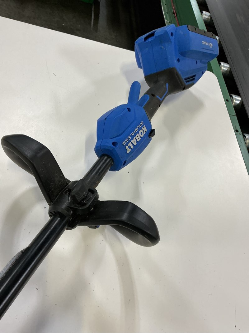Condition photo showing As Is for kobalt gen4 40-volt 15-in straight shaft battery string trimmer 4.0 ah (battery included) (charger included 3809908