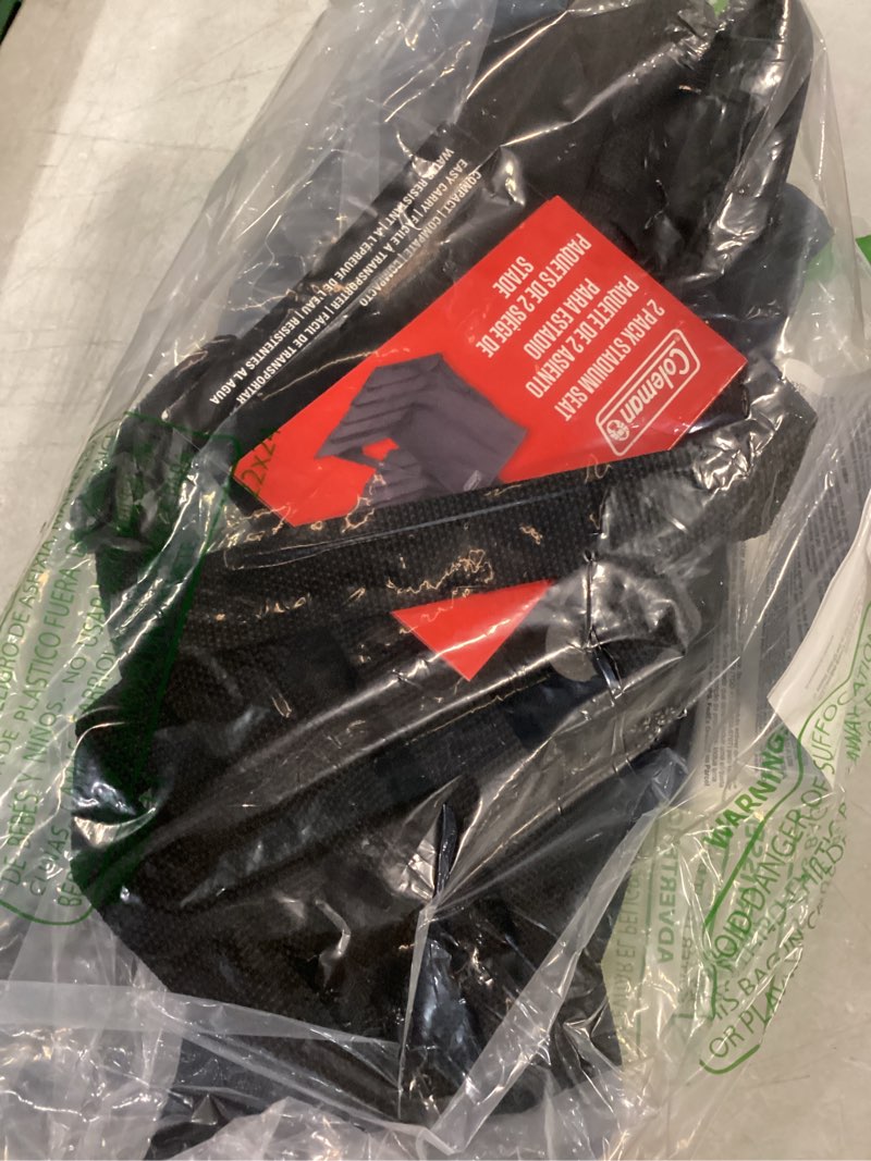 Condition photo showing Good Condition for coleman stadium seat, 2-pack, with built in storage and padded seat, easy to carry black 2 pack