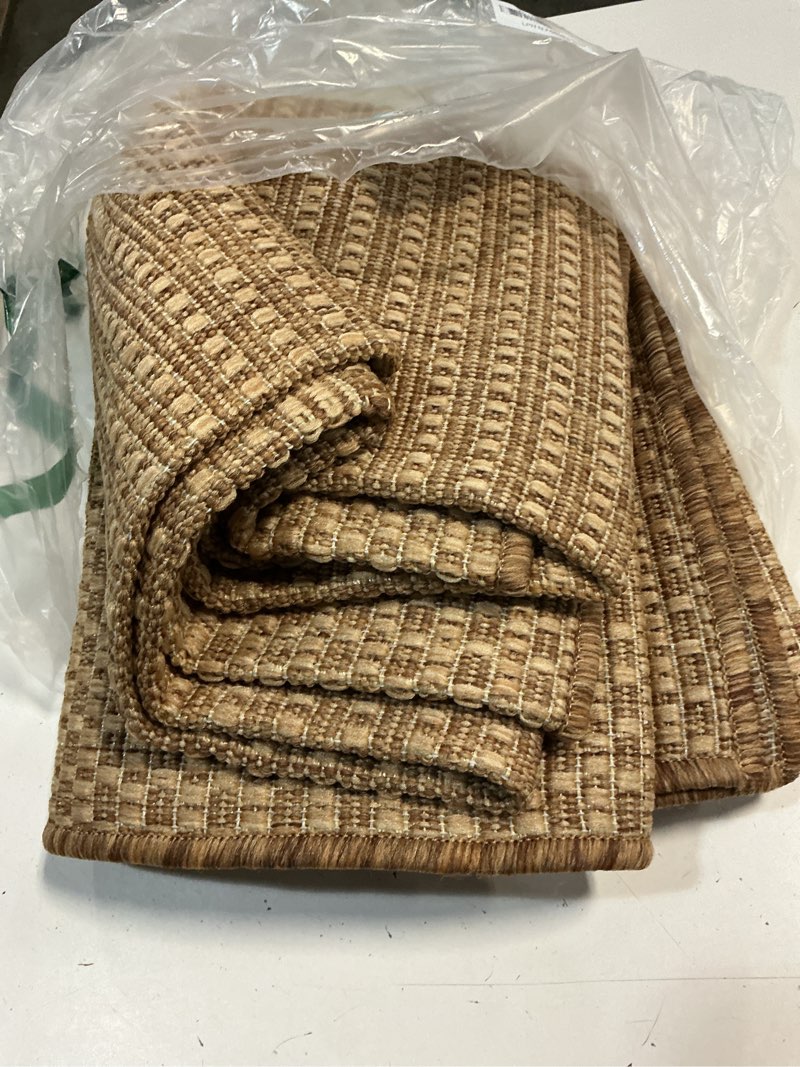 Condition photo showing Good Condition for montvoo-outdoor rug-patio rug 5x7 ft polypropylene indoor outdoor rugs outdoor carpet for patio deck balcony porch, textured weave, durable for high traffic, fade-resistant, modern neutral brown brown 5' x 7' (rectangular)